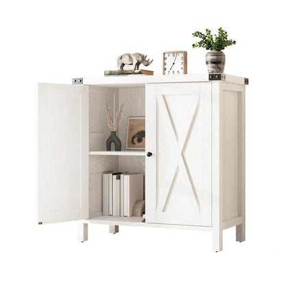 Weißes Sideboard mit 2 Türen & Fächern – 76x40x80cm