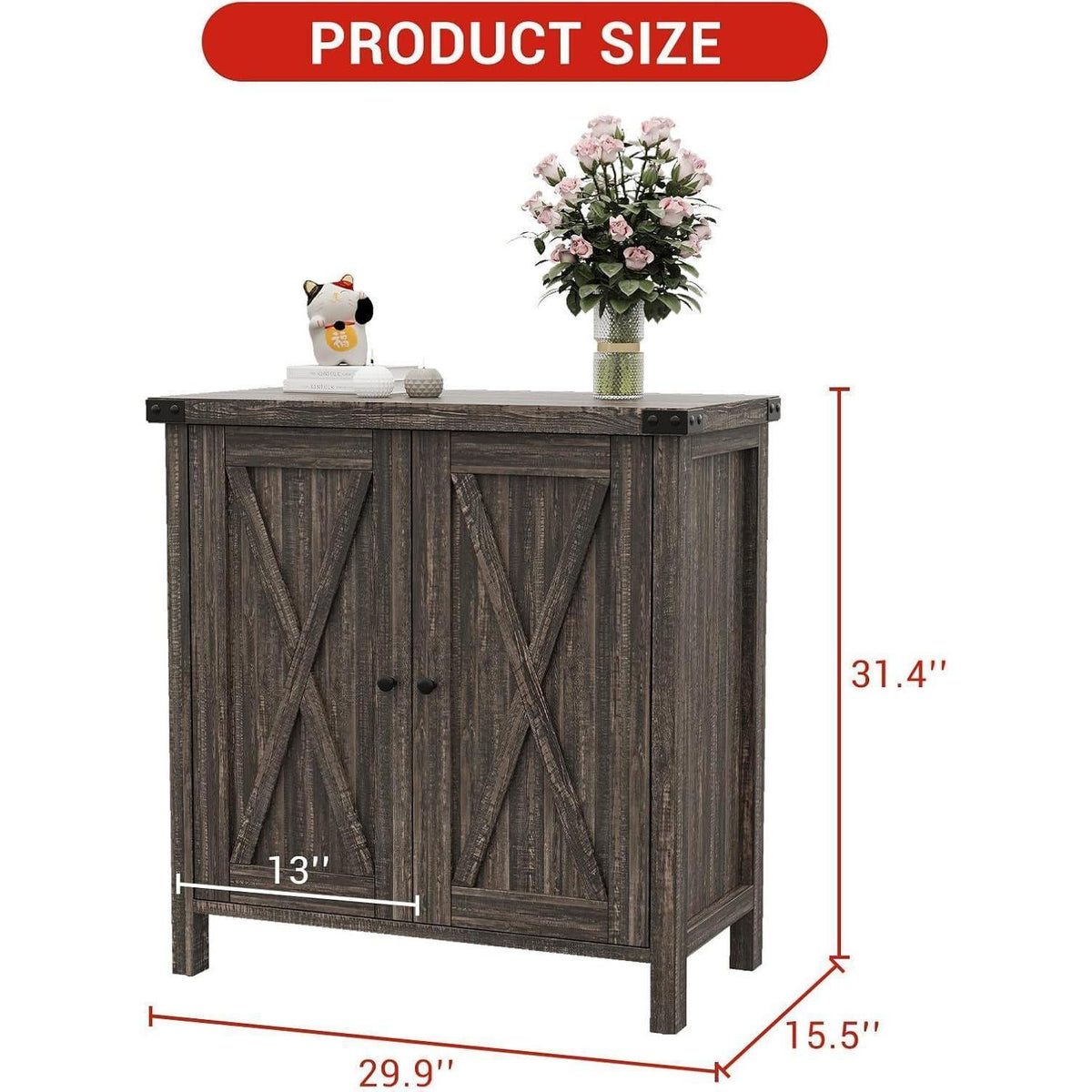 Sideboard Eiche | 2 Fächer, 2 Türen | Anrichte & Beistellschrank