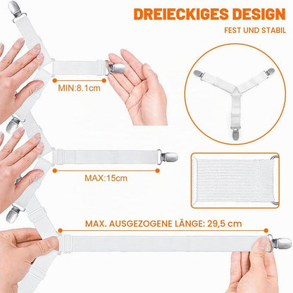 4x Bettlakenspanner Verstellbar – Für Straff & Glatte Bettwäsche