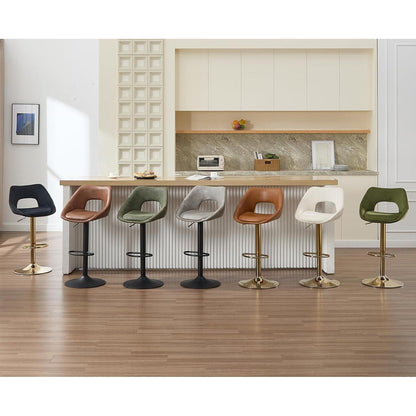 Barhocker Set 2x Höhenverstellbar, Braun-Gold