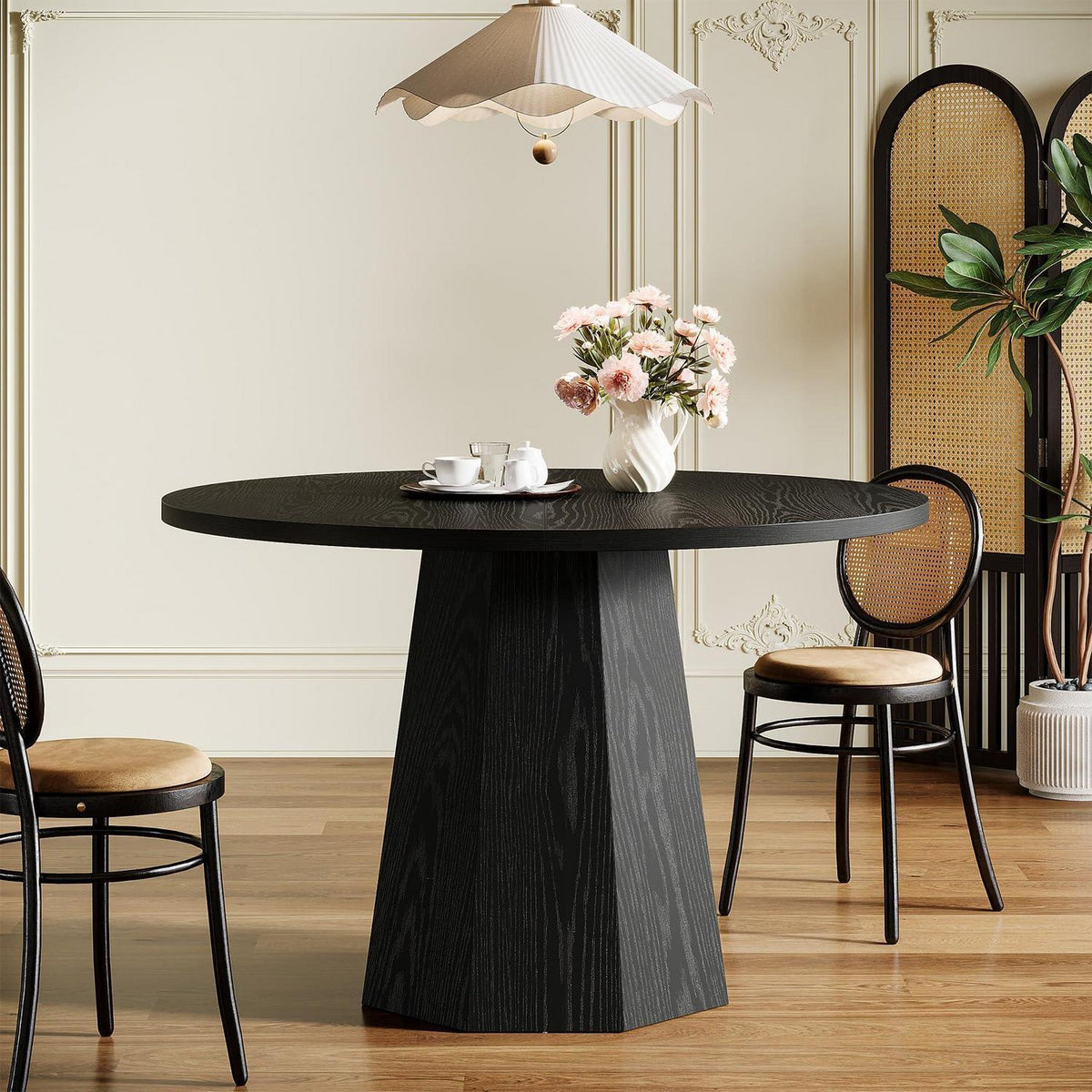 Runder Esstisch Schwarz 118cm – Esszimmertisch für 4 Personen