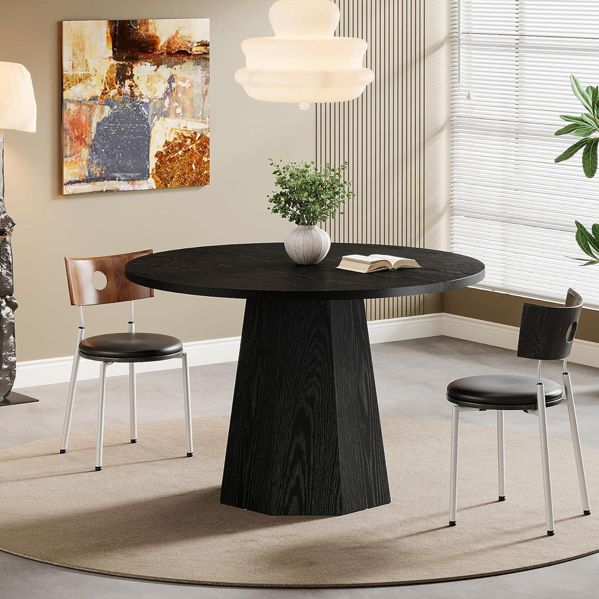 Runder Esstisch Schwarz 118cm – Esszimmertisch für 4 Personen