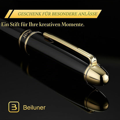 Tintenroller 24K Gold | Luxus Schreibstift mit Piano Lack