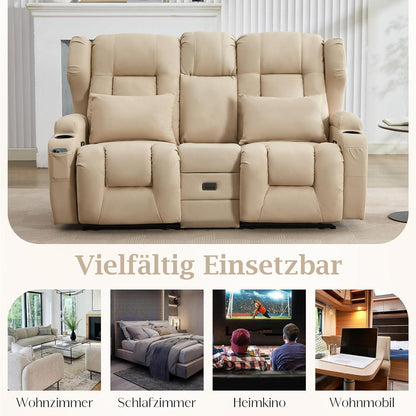 2-Sitzer Relaxsessel mit Liegefunktion & Kinosofa Beige