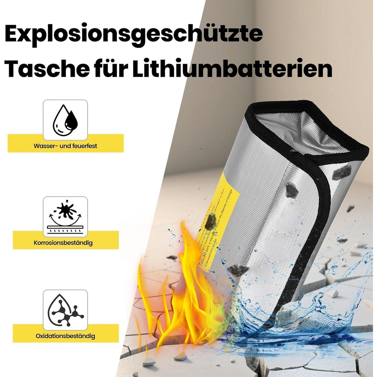 3x Lipo Akku Schutztasche Feuerfest Explosionsgeschützt