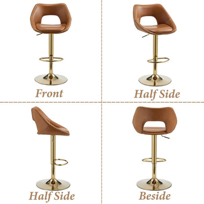 Barhocker Set 4er – Höhenverstellbar & Drehbar Braun-Gold