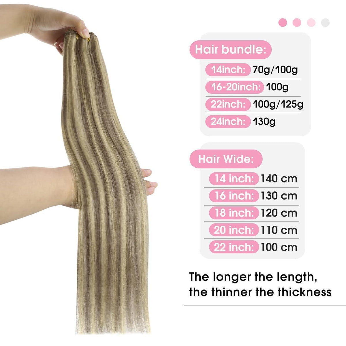 Echthaar Tressen Hellbraun 50cm – Remy Weaving Haarextension