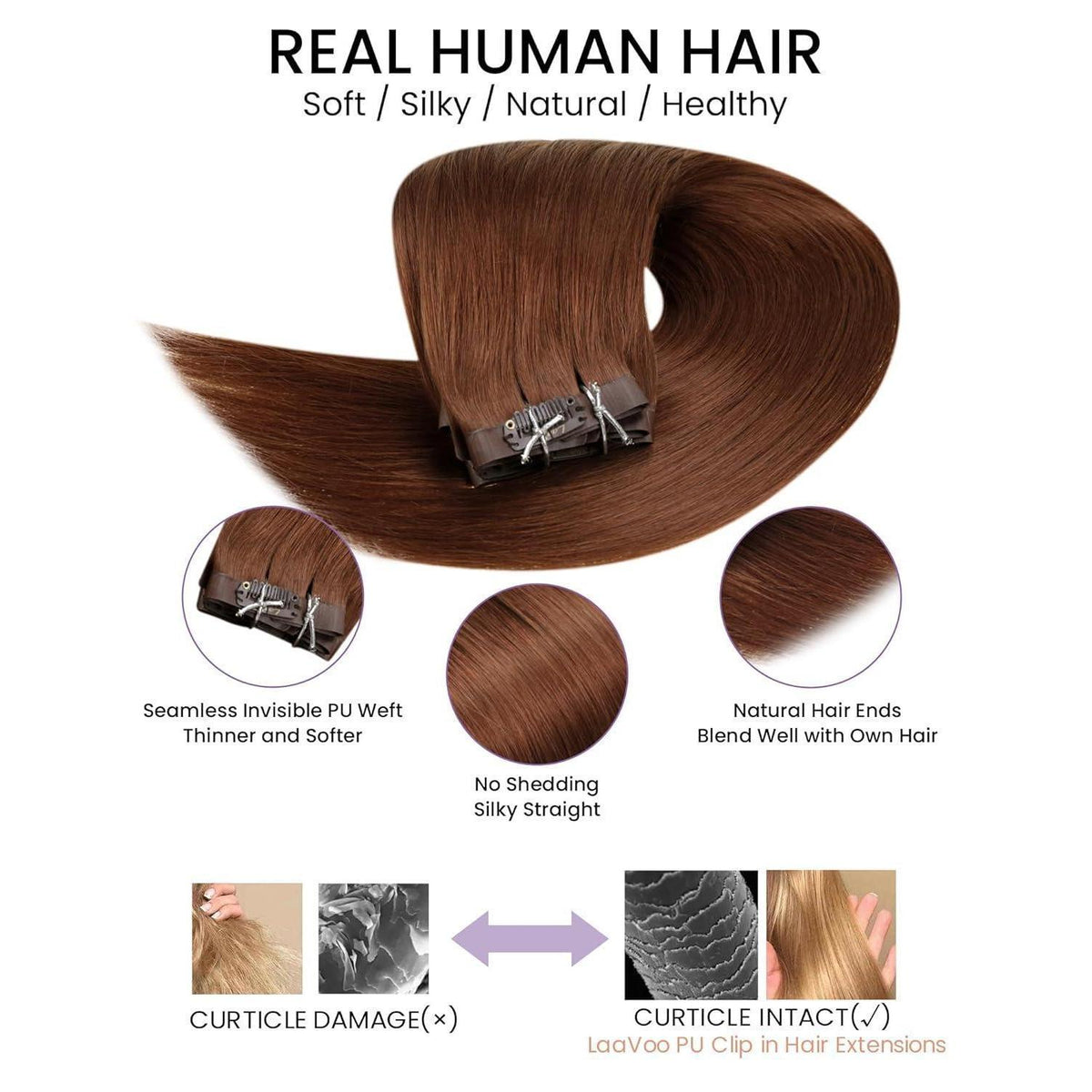 Auburn Echthaar Clip-in Extensions – 40cm, 100g, #33
