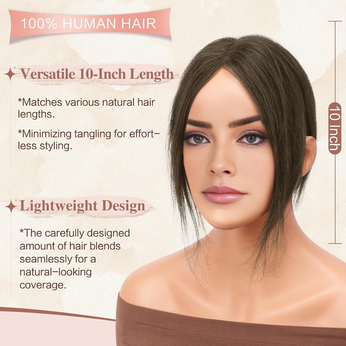 Echthaar Topper Braun | Clip-in Haarteil ohne Pony
