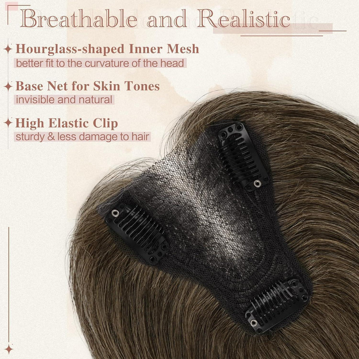 Echthaar Topper Braun | Clip-in Haarteil ohne Pony