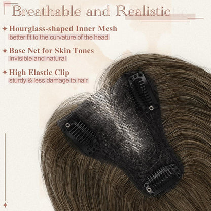 Echthaar Topper Braun | Clip-in Haarteil ohne Pony