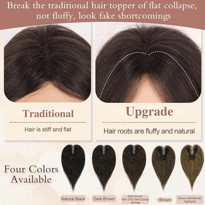 Echthaar Topper Braun | Clip-in Haarteil ohne Pony