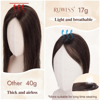 Echthaar Topper Braun | Clip-in Haarteil ohne Pony