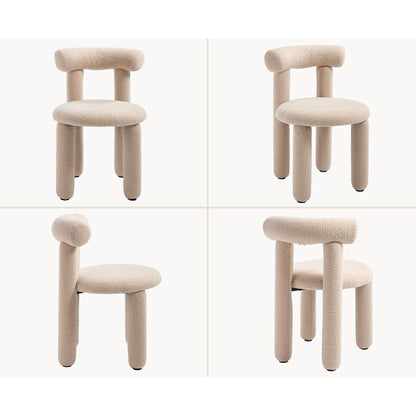 Küchenstühle 2er Set Kunstfell – Moderne Esszimmerstühle Khaki