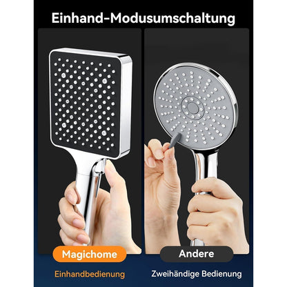Hochdruck Duschkopf 6 Modi | Wassersparend & Handbrause Schwarz