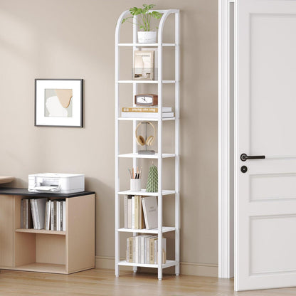 Schmales Bücherregal 7 Ebenen Weiß | Industriestil & Standregal