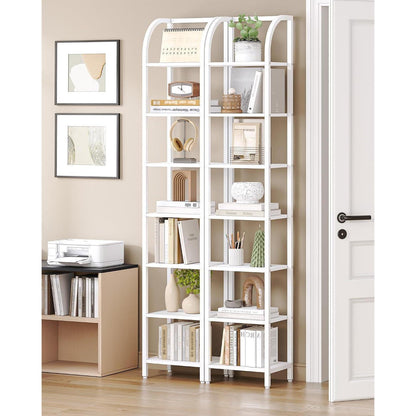 Schmales Bücherregal 7 Ebenen Weiß | Industriestil & Standregal
