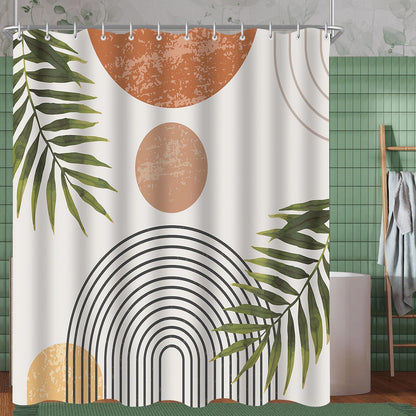 Duschvorhang 180x170 cm Blätter Linie, Wasserabweisend, Waschbar