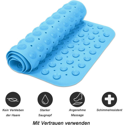Rutschfeste Duschmatte 80x80 cm – Meeresblau mit Haken
