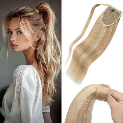 Echthaar Zopf Extension Ascheblond/Blond 35 cm