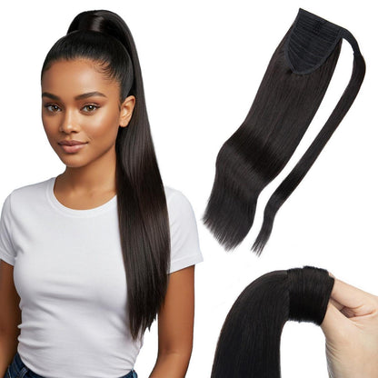 Echthaar Zopf Extension Schwarz 35 cm – Volumenerweiterung