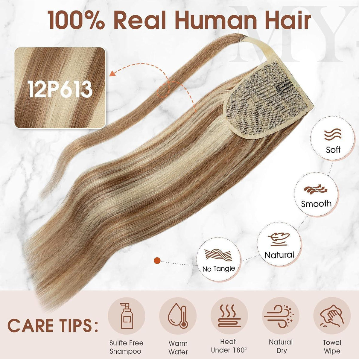 Echthaar Zopf Extension 35 cm Goldbraun & Blond