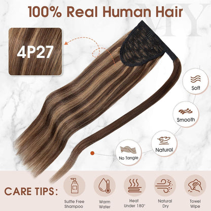 Echthaar Zopf Extension Mittelbraun/Dunkelblond 45cm
