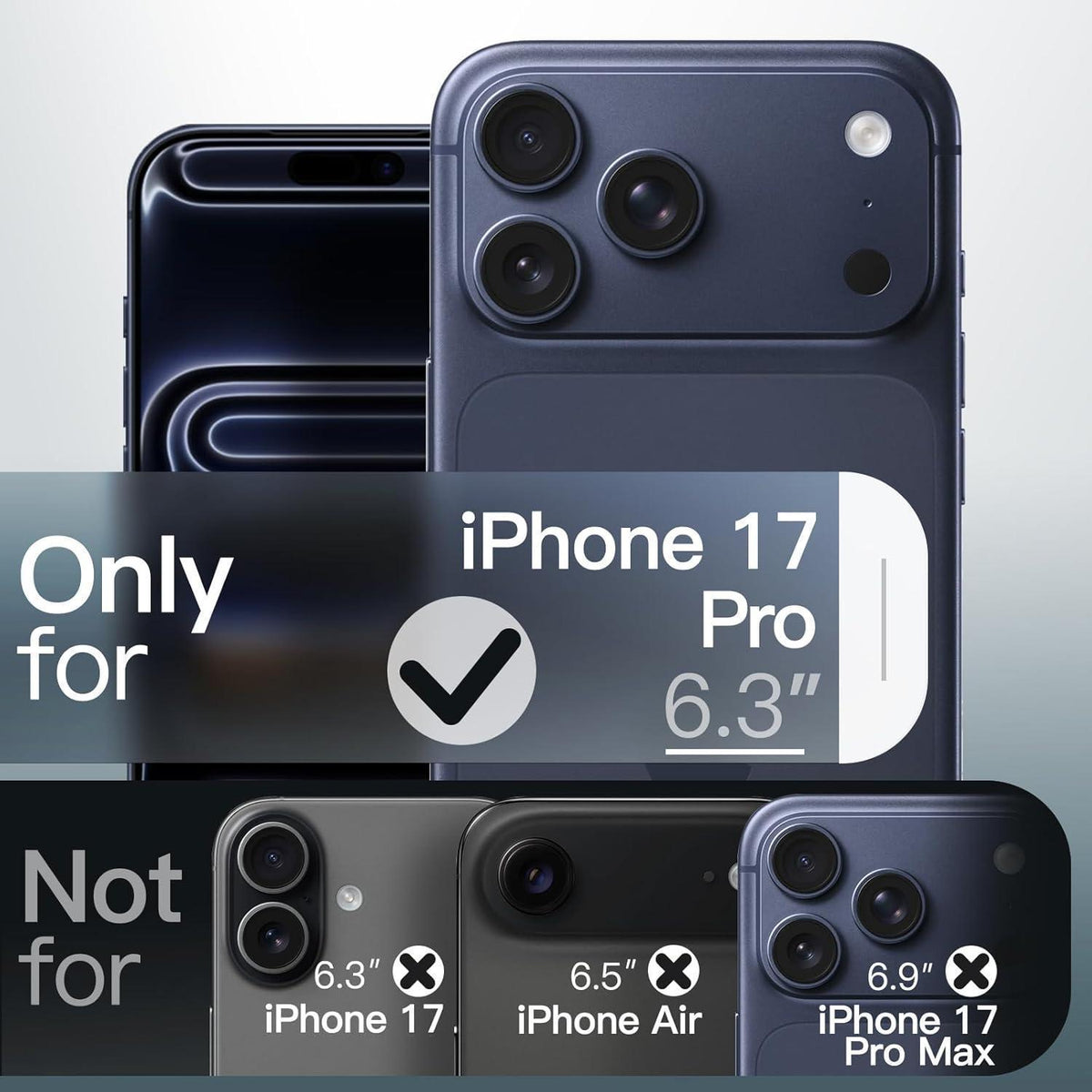 iPhone 17 Pro Hülle, matt transluzent, stoßfest, dunkelblau