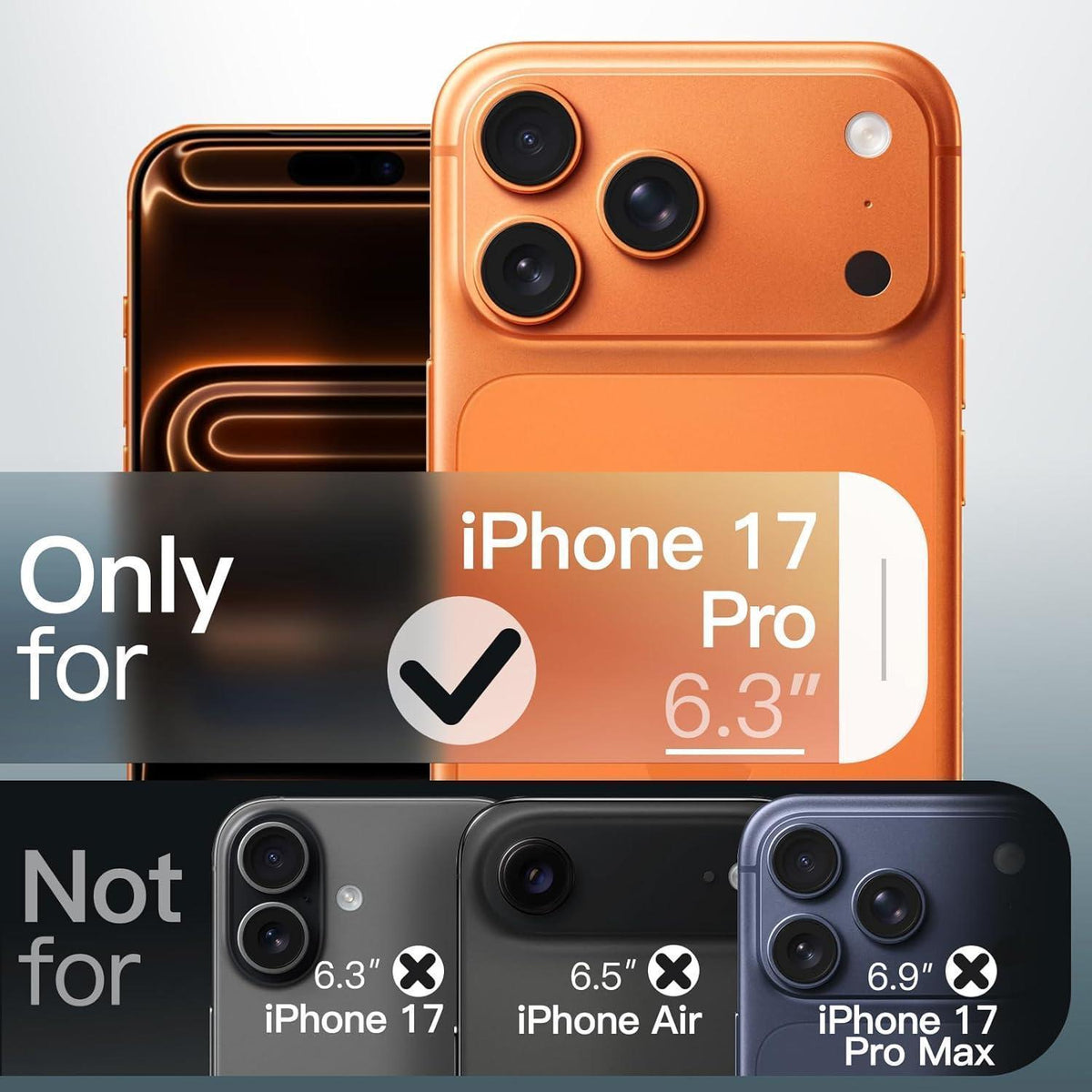 iPhone 17 Pro Hülle, matt transluzent, stoßfest, orange