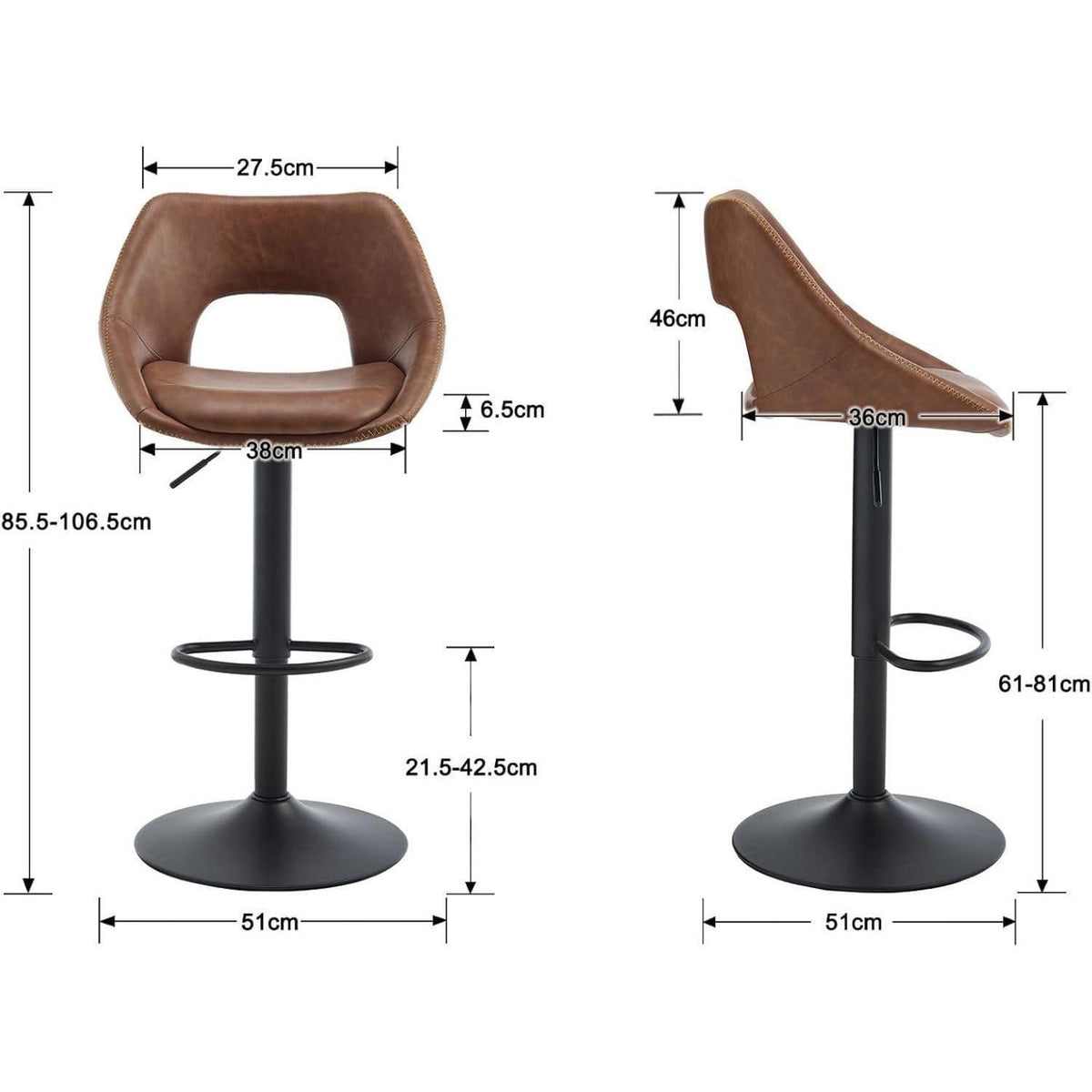 4 Barhocker höhenverstellbar mit Fußstütze & Rückenlehne