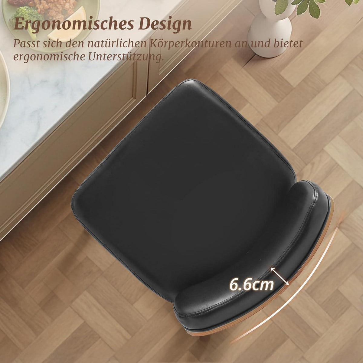 Drehbarer Barhocker 3er Set mit Lehne – Schwarz
