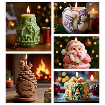 3D Silikon Weihnachtsformen Set - Apfel, Socken, Schneemann