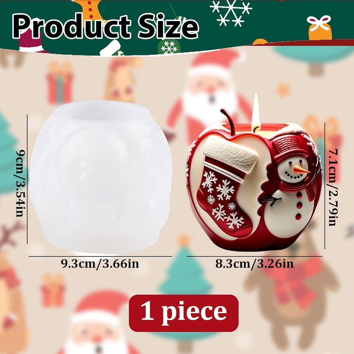 3D Silikon Weihnachtsformen Set - Apfel, Socken, Schneemann