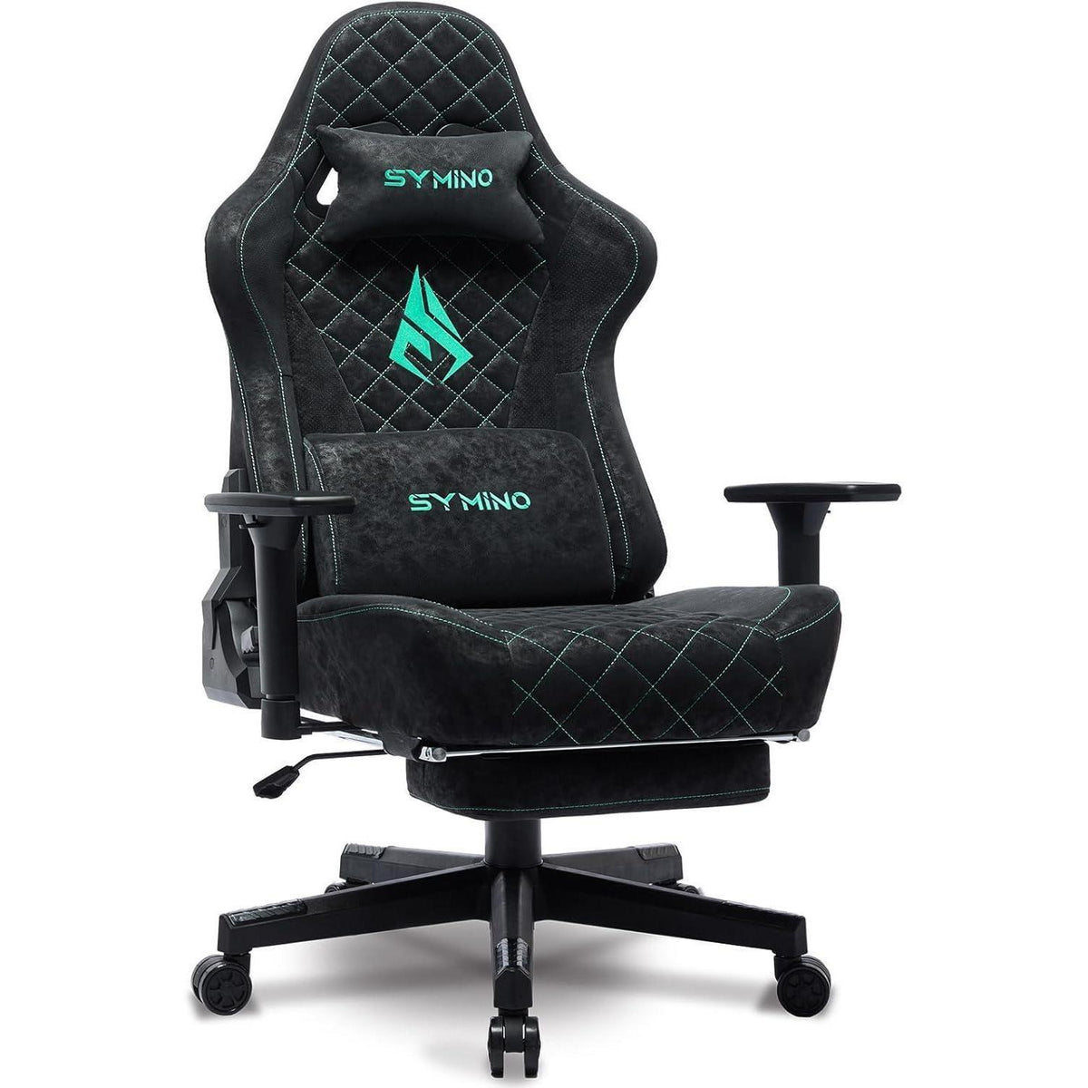 Gaming Stuhl mit Fußstütze und verstellbaren Armlehnen (Grau/Schwarz)