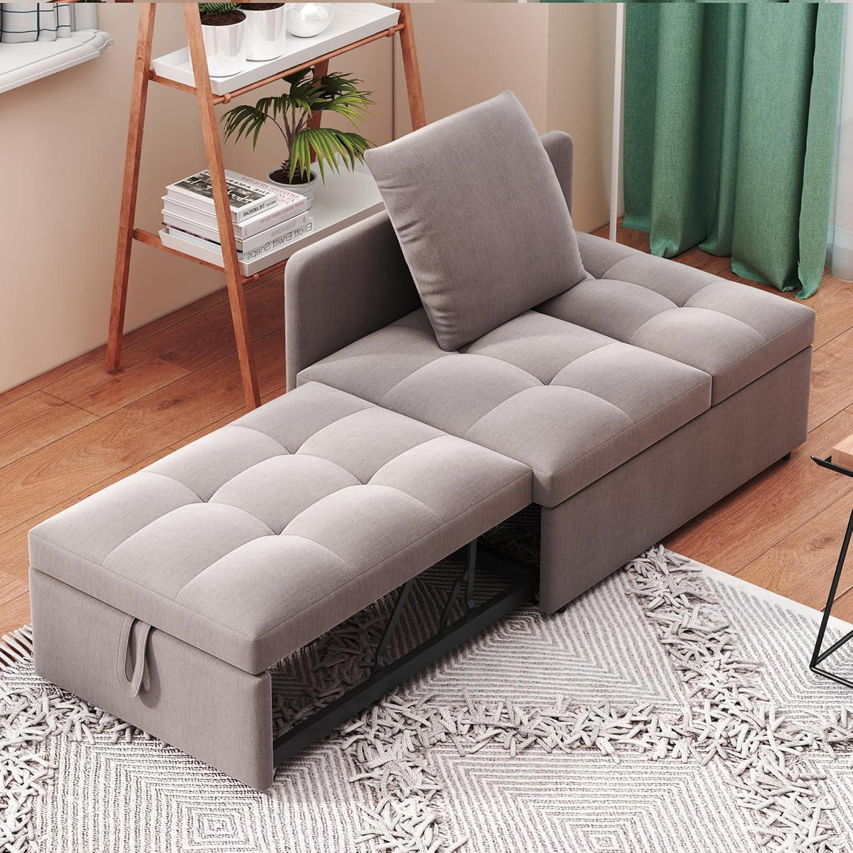 Schlafsofa Klein – 3-in-1 Schlafsessel mit Bettfunktion (Grau)
