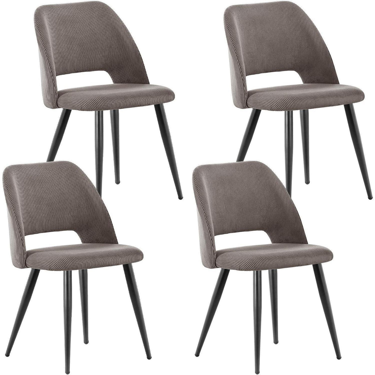 Esszimmerstühle 4er Set Kordsamt Braun Ergonomisch