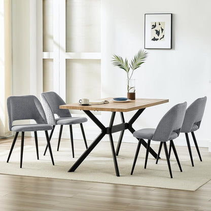 Esszimmerstühle Set 4 Grau, Kordsamt Gepolstert & Robust
