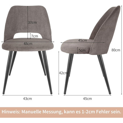 8 Esszimmerstühle Kordsamt Gepolstert Braun