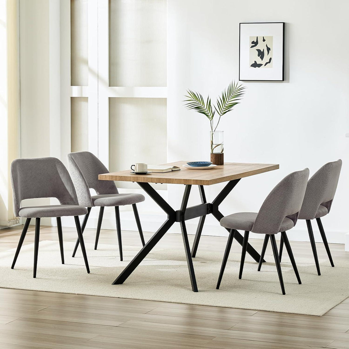 8 Esszimmerstühle Kordsamt Gepolstert Braun