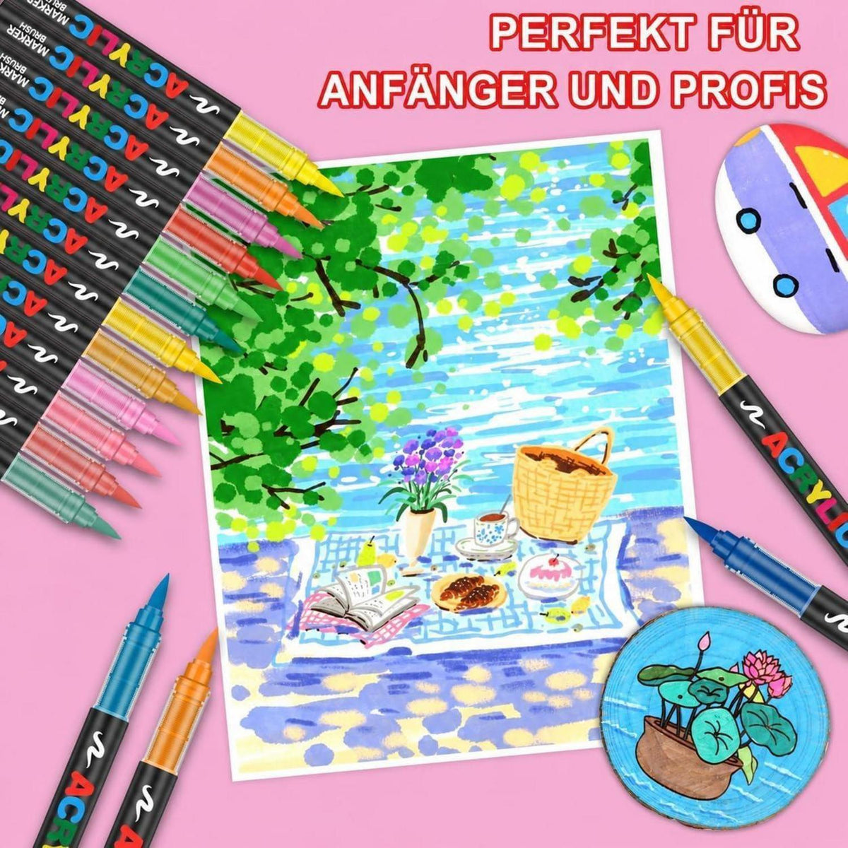 Acrylstifte Set 240 Farben – Pinselspitze, wasserfest & vielseitig