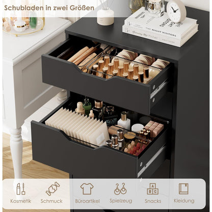 Schmale Kommode mit 6 Schubladen – Schwarz, 45x40x90,5 cm