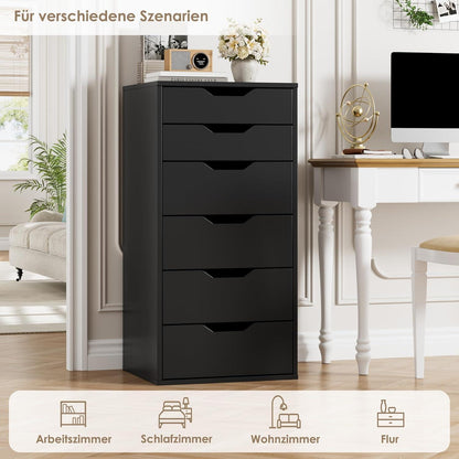 Schmale Kommode mit 6 Schubladen – Schwarz, 45x40x90,5 cm