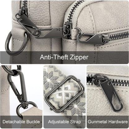 Umhängetasche Damen Mittelgroß mit Anti-Diebstahl-Funktion Grau