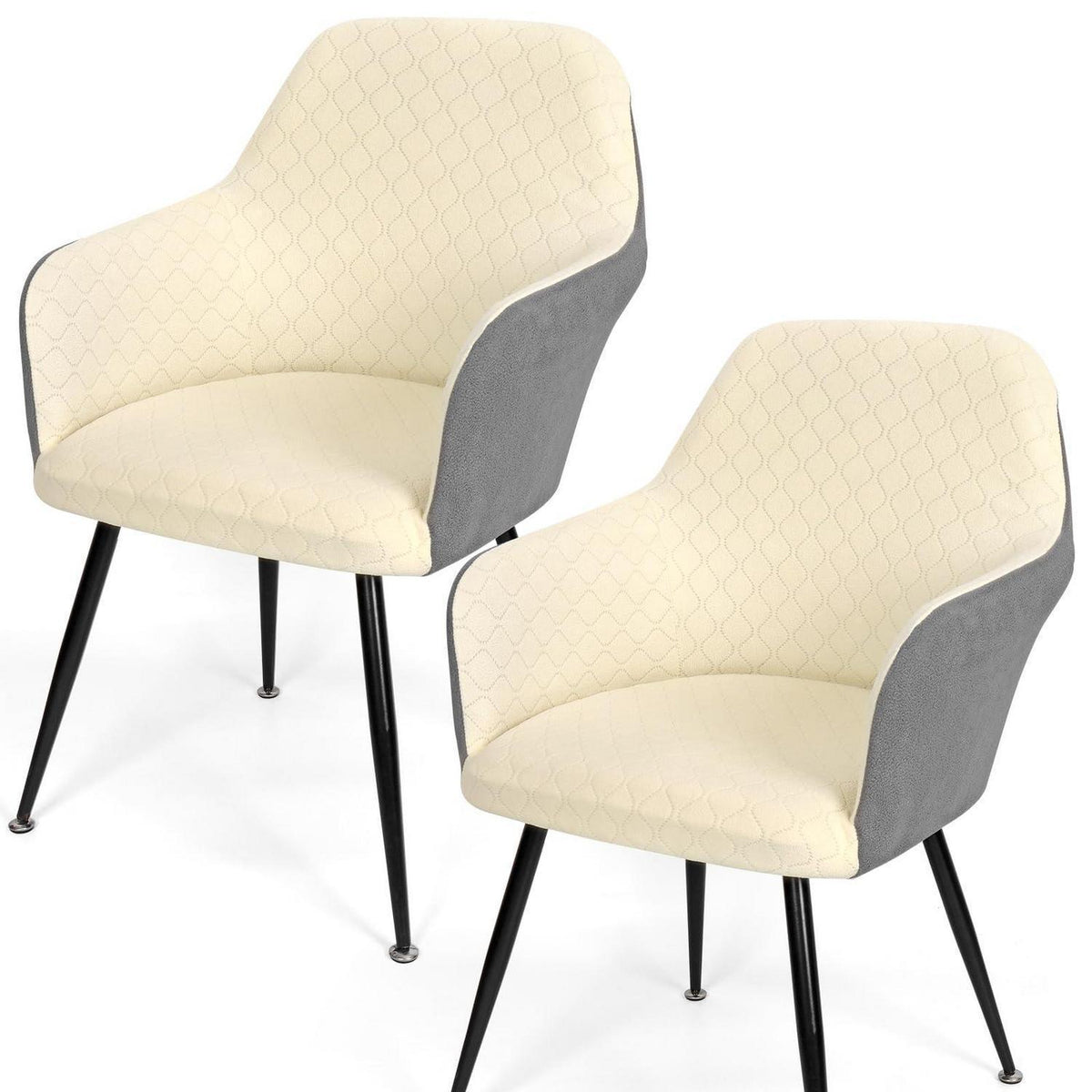 Stretch Stuhlbezug 2er Set – Esszimmerhussen Beige & Hellgrau