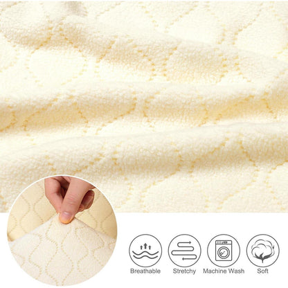 Stretch Stuhlbezug 2er Set – Esszimmerhussen Beige & Hellgrau