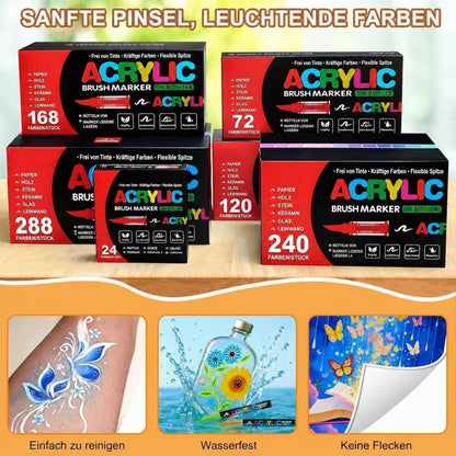 Acrylstifte Set 240 Farben – Pinselspitze für Steine, Glas & mehr