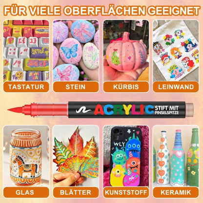 Acrylstifte Set 288 Farben – Pinselspitze für Steine, Glas & mehr