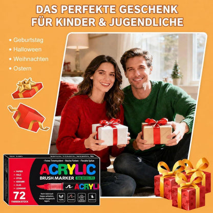 Acrylstifte Set 168 Farben – Pinselspitze für Steine, Glas & mehr