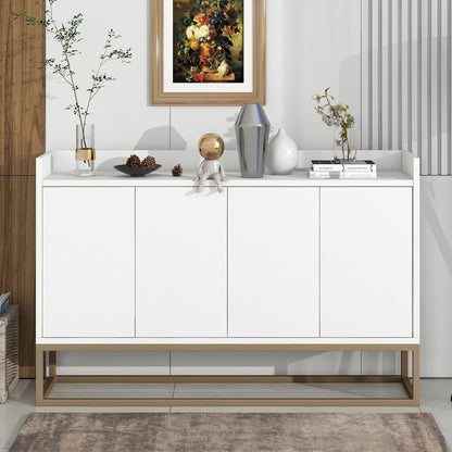 Weißes Sideboard mit 4 Türen & Metallbeinen – 120x30x80 cm