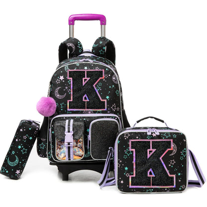 Schultrolley Rucksack Kinder mit Rollen – Schwarz
